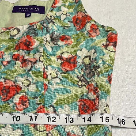 Manoukian Collection Women's Sheath Dress Green Floral Sleeveless Size Medium - Picture 8 of 11